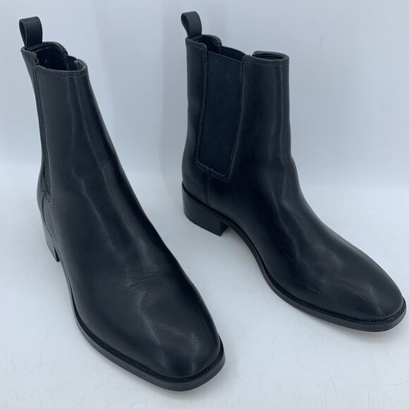 J Crew Factory Womens 6 Chelsea Ankle Boots Black Leather Grunge Goth Boho - Picture 1 of 7
